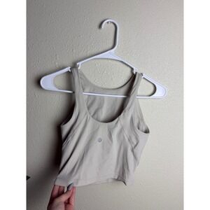 Lululemon Align High-Neck Tank Top Size 2 Beige Nulu Cropped Yoga Bra LW1DKES